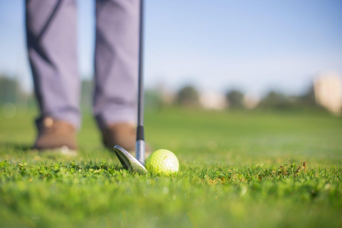 A golf club and ball on the grass