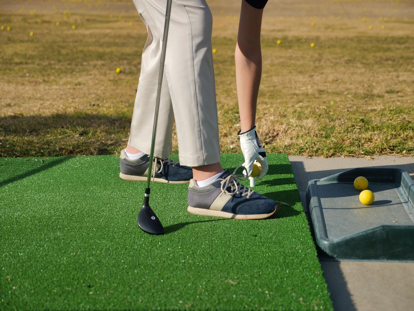 A person playing golf