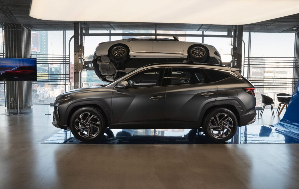Hyundai Tucson parked in a studio showroom